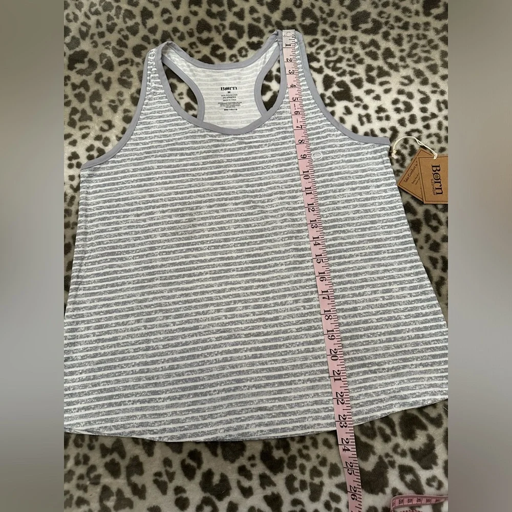 Born Sleepwear 2 Piece Super Soft Stripe Pajama Set Tank Shirts Gray Size Medium